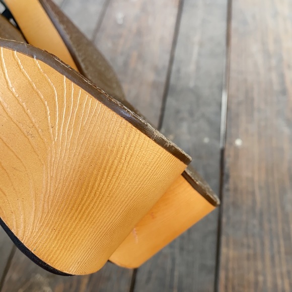 90's Lower East Side Chunky Wooden Sandals Y2K 6.5 - Picture 6 of 7